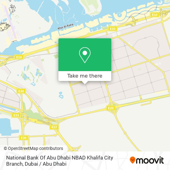 National Bank Of Abu Dhabi NBAD Khalifa City Branch map