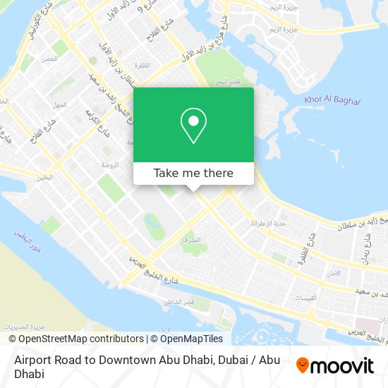 Airport Road to Downtown Abu Dhabi map