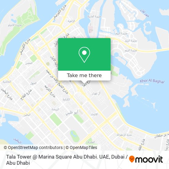 Tala Tower @ Marina Square Abu Dhabi. UAE map
