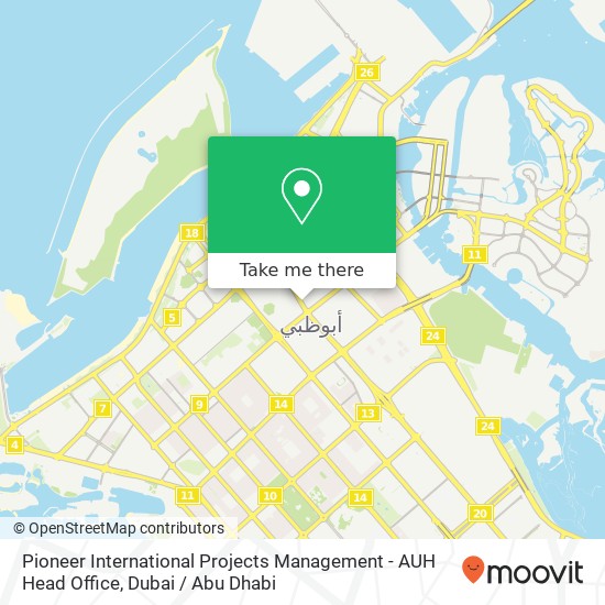 Pioneer International Projects Management - AUH Head Office map