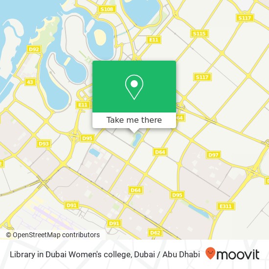 Library in Dubai Women's college map