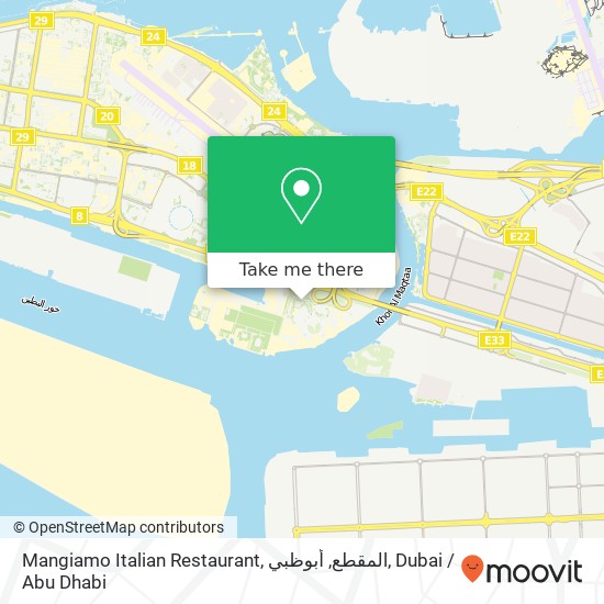 Mangiamo Italian Restaurant, المقطع, أبوظبي map