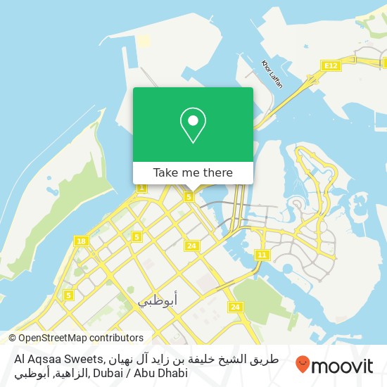 Al Aqsaa Sweets, طريق الشيخ خليفة بن زايد آل نهيان الزاهية, أبوظبي map