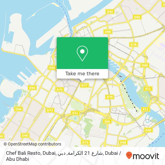 Chef Bali Resto, Dubai, شارع 21 الكرامة, دبي map