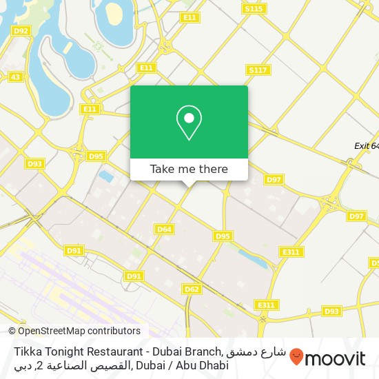 Tikka Tonight Restaurant - Dubai Branch, شارع دمشق القصيص الصناعية 2, دبي map