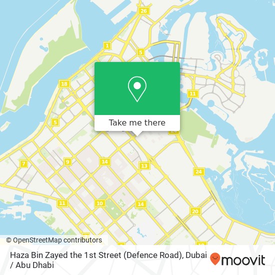 Haza Bin Zayed the 1st Street (Defence Road) map