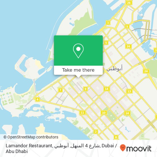 Lamandor Restaurant, شارع 4 المنهل, أبوظبي map