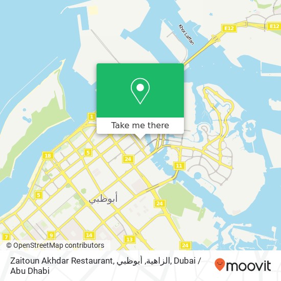 Zaitoun Akhdar Restaurant, الزاهية, أبوظبي map