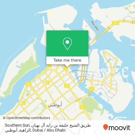 Southern Sun, طريق الشيخ خليفة بن زايد آل نهيان الزاهية, أبوظبي map