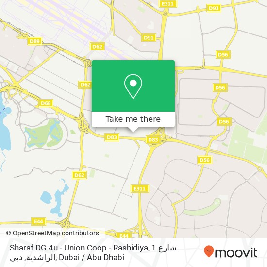 Sharaf DG 4u - Union Coop - Rashidiya, شارع 1 الراشدية, دبي map