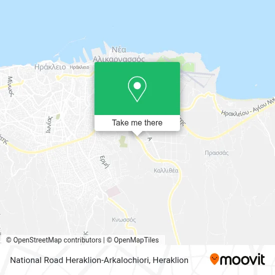 National Road Heraklion-Arkalochiori map