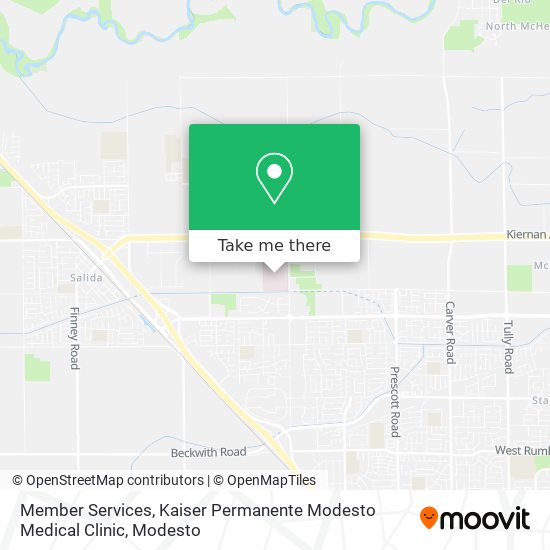 Mapa de Member Services, Kaiser Permanente Modesto Medical Clinic