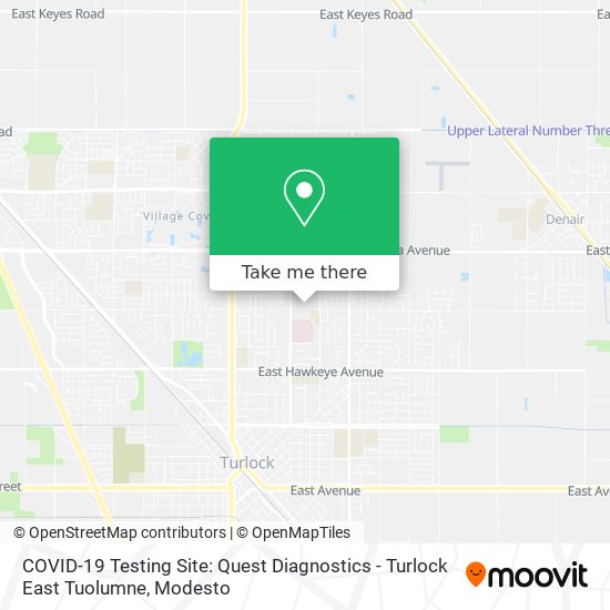 Mapa de COVID-19 Testing Site: Quest Diagnostics - Turlock East Tuolumne