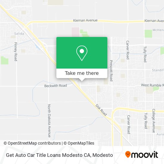 Get Auto Car Title Loans Modesto CA map