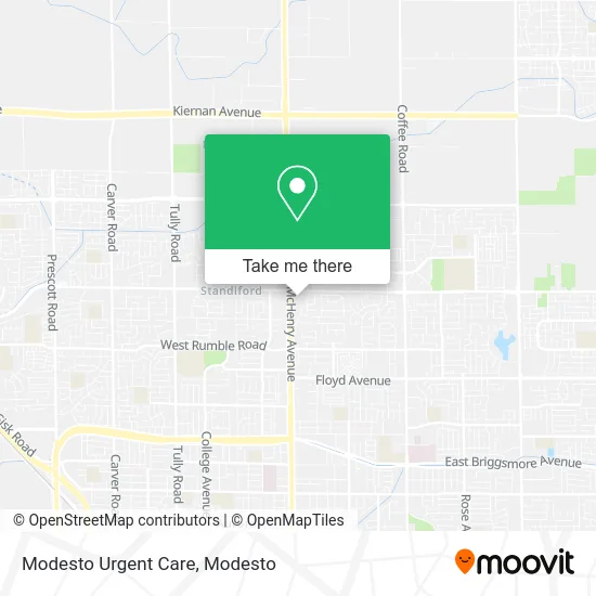 Modesto Urgent Care map