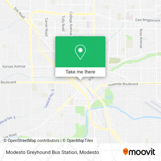 Modesto Greyhound Bus Station map