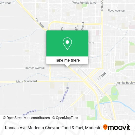 Mapa de Kansas Ave Modesto Chevron Food & Fuel