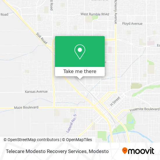 Telecare Modesto Recovery Services map