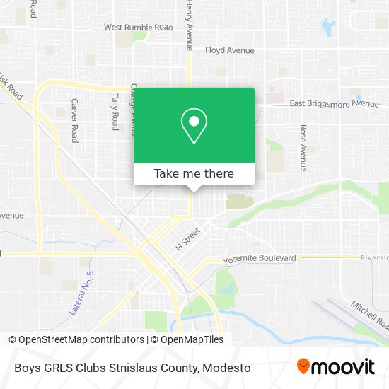 Boys GRLS Clubs Stnislaus County map