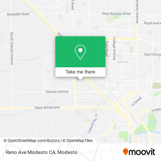 Reno Ave Modesto CA map