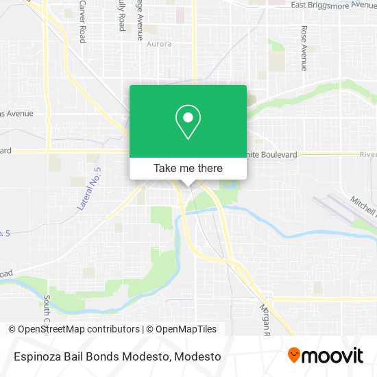 Mapa de Espinoza Bail Bonds Modesto