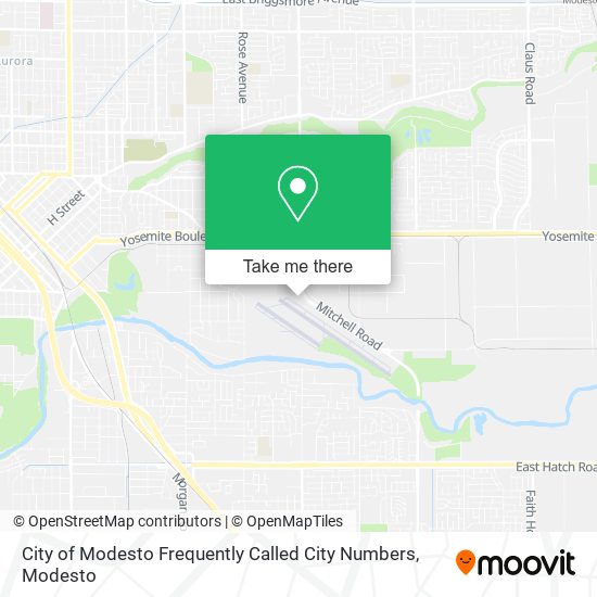 City of Modesto Frequently Called City Numbers map