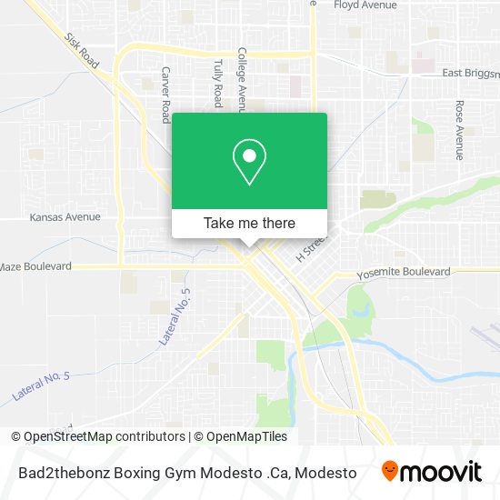 Bad2thebonz Boxing Gym Modesto .Ca map