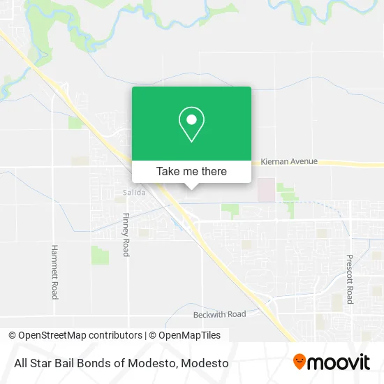 All Star Bail Bonds of Modesto map