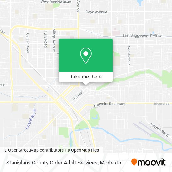 Stanislaus County Older Adult Services map