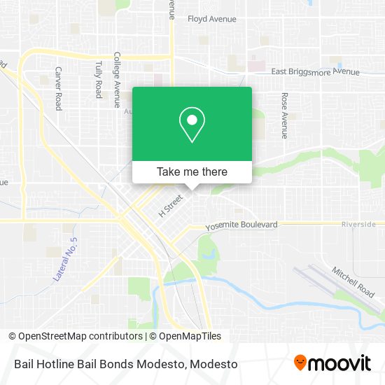Mapa de Bail Hotline Bail Bonds Modesto