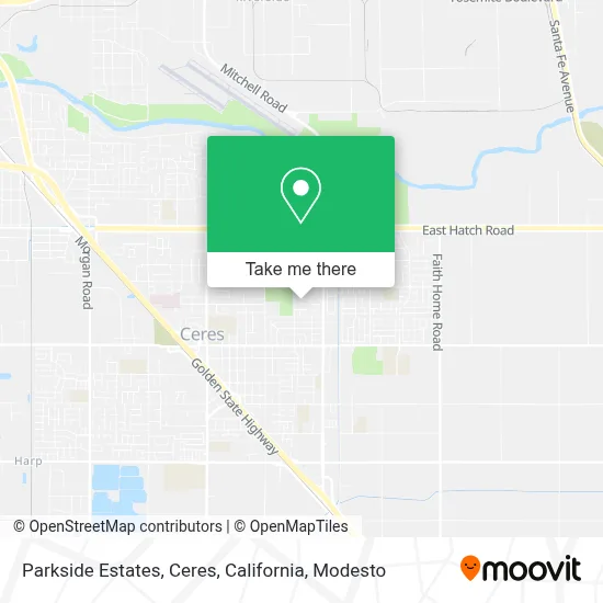 Parkside Estates, Ceres, California map