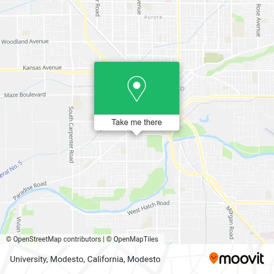 University, Modesto, California map