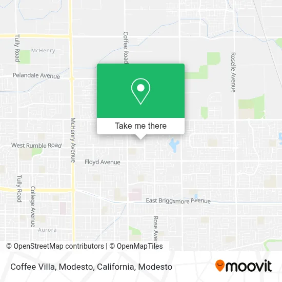 Coffee Villa, Modesto, California map