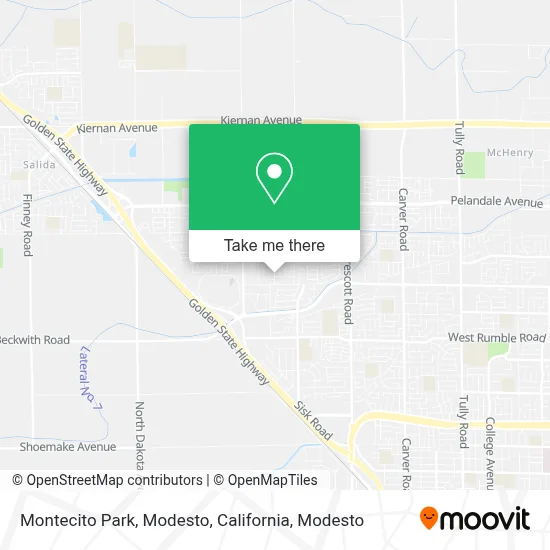 Montecito Park, Modesto, California map