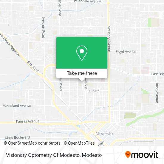 Visionary Optometry Of Modesto map