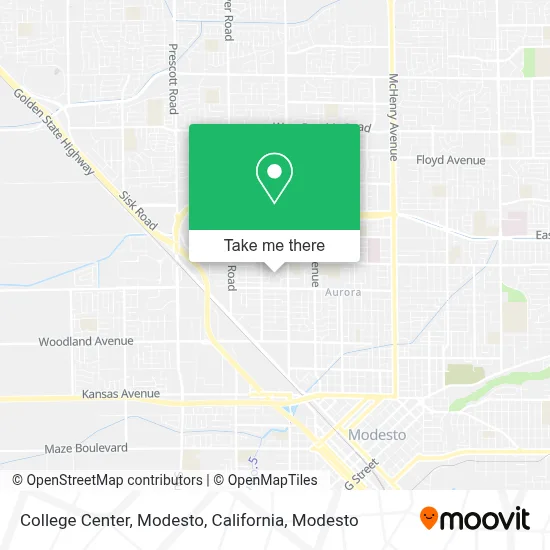 College Center, Modesto, California map