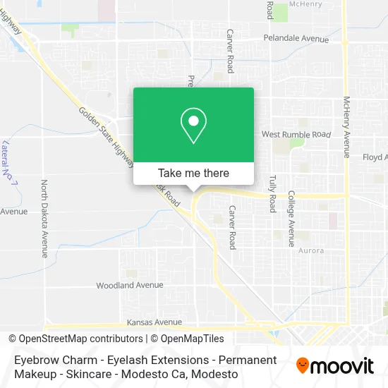 Eyebrow Charm - Eyelash Extensions - Permanent Makeup - Skincare - Modesto Ca map