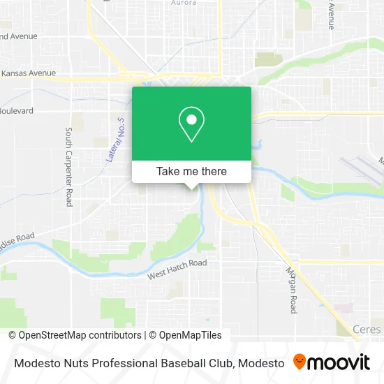 Modesto Nuts Professional Baseball Club map