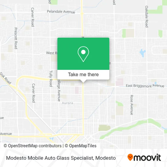 Modesto Mobile Auto Glass Specialist map