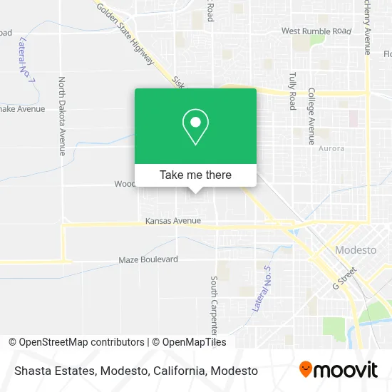 Shasta Estates, Modesto, California map