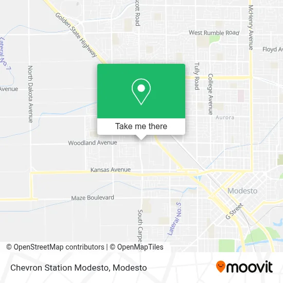 Chevron Station Modesto map