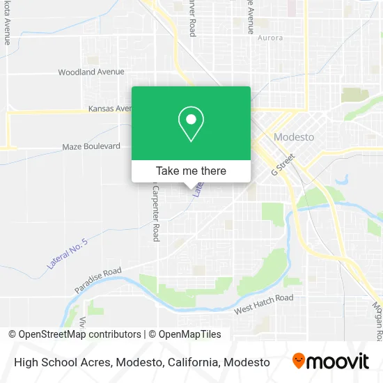 High School Acres, Modesto, California map