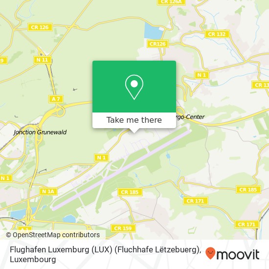 Flughafen Luxemburg (LUX) (Fluchhafe Lëtzebuerg) Karte