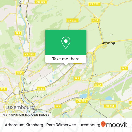 Arboretum Kirchberg - Parc Réimerwee map