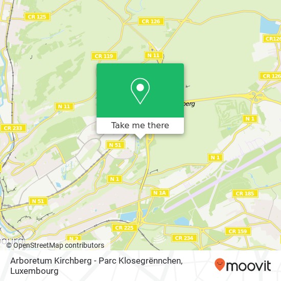 Arboretum Kirchberg - Parc Klosegrënnchen map