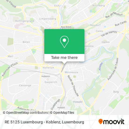 RE 5125 Luxembourg - Koblenz map