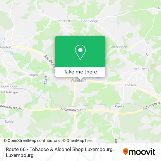 Route 66 - Tobacco & Alcohol Shop Luxembourg map