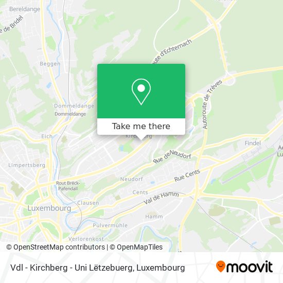 Vdl - Kirchberg - Uni Lëtzebuerg Karte