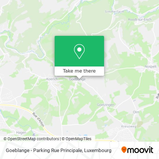Goeblange - Parking Rue Principale Karte