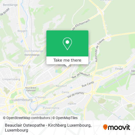 Beauclair Osteopathe - Kirchberg Luxembourg map